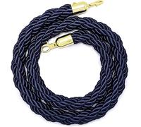 Crowd Control Stanchion Rope 2/3/4/6Ft, Queue Barrier Ropes with Gold Hook, Braided/Twisted Hemp Rope Barrier for Queue Divider, Queue Line Barrier, Rope Safety Barri(Size:6ft/185cm,Color:Dark blue)