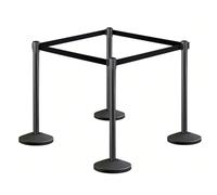 Crowd Control Stanchion, Set with 6.5 ft/2 m Black Retractable Belt, Durable Crowd Control Barrier with Carbon Steel Baking Painted Stanchion, Rope Barriers Line Divider for Exhibition, Airport (4)