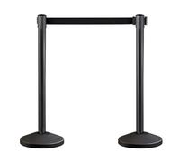 Crowd Control Stanchion, Set with 6.5 ft/2 m Black Retractable Belt, Durable Crowd Control Barrier with Carbon Steel Baking Painted Stanchion, Rope Barriers Line Divider for Exhibition, Airport (2)