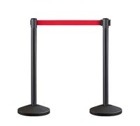 Crowd Control Stanchion, Set with 6.5 ft/2 m Red Retractable Belt, Durable Crowd Control Barrier with Carbon Steel Baking Painted Stanchion, Rope Barriers Line Divider for Exhibition, Airport(2)