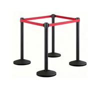 Crowd Control Stanchions with Retractable Belts | 4-Way Connectable Posts | Retractable Safety Barrier for Queue Management & Events | 6.5 ft/2M Carbon Steel Baking Painted Stanchion - Set of 4