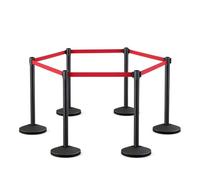 Crowd Control Stanchions with Retractable Belts | 4-Way Connectable Posts | Retractable Safety Barrier for Queue Management & Events | 6.5 ft/2M Carbon Steel Baking Painted Stanchion - Set of 6