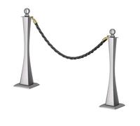 Crowd Control Stanchions with Ropes - 100cm Posts and 150cm Ropes for Events, Hotels, Museums, Retail Stores - Versatile Barrier System (Set of 6)