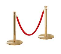 Crowd Control Stanchions with Velvet Ropes, 4.9ft Barrier Posts for VIP Queue Management, U-Shaped Base Safety Barriers for Events, Parties, and Museums