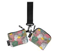 Crowd Cute Doodle Owl Women's Card Cases Change Holder Small Detachable Money Organizers with Wristle Strap for Women Men 2 Pcs, Crowd Cute Doodle Owl, One Size