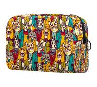Crowd People Like Cats and Dogs Cosmetic Bag for Women, Travel Toiletries Bags Large Makeup Handy Pouch Organiser Bag with Zipper