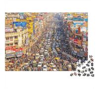 Crowded City 1000 Piece Jigsaw Puzzle Recyclable Paper Mumbai Street Puzzle for Adults Fun Present & Activity for Home Great Gift Idea for Men 52x38cm/1000pcs