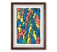 Crowded Collective Expressionism Framed Wall Art Print A3 (42×29.7cm) Walnut, Wall Decor for Living Room, Bedroom, Office & Home, Ready to Hang, Art Gift