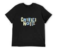 Crowded House Men T-Shirt Graphic Mens Cotton Casual Black Tee Shirt M