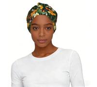 Crowded Orange Bouquets Printed Women Turban Headscarf Hat, Elastic Pre-Tied Sleep Cap for Work Outdoor Daily