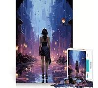 Crowded Streets Anime Girl 1000 Piece Jigsaws for Adults Puzzle Decompress Tight Joint Fun Challenge Art Decor (38x52cm)
