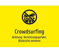 Crowdsurfing - Caution: Risk of Injury, Consideration - Sticker A4: 297 x 210 mm - With Graphic and Text