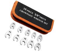 Crowfoot Wrench Set Covering 10mm Through 19mm, 3/8 Drive | Steel Construction, Flares Nut Wrench, with Storage Bag for Tight Space