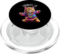 Crowley LA USA Fun Cute Colorful Dancing Cat Design PopSockets PopGrip for MagSafe