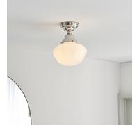 crowley opal glass semi-flush ceiling light in bright nickel