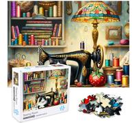 crowm Jigsaw Puzzles for Adults 1000 Pieces, The Sewing Room Cat Challenging Puzzles for Game Nights Living Room Art Decor & Sewing Lovers Gifts