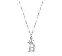 Crown 26 English Letters Full Diamond Pendant Necklace For Women Crown Rhinestone Necklaces A Z 26 Alphabet Initial Necklaces For Teen Girls Jewelry Engraved (B, One Size)