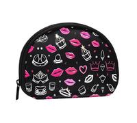 Crown and Lips Print Portable Mini Storage Bag Shell Shaped Wallet Small Coin Wallet Shell Storage Bag