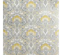 Crown Archives Flora Nouveau Wallpaper in Yellow Crown Yellow