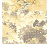 Crown Archives Oriental Landscape Yellow Flat Surface Spongeable Wallpaper M1192