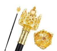 Crown Artificial Diamond Walking Cane, Fashion Decorative Walking Stick Gentleman Elegant Cosplay Cane Crosier 37in(Gold yellow)