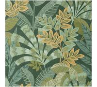 Crown Asha Leaves Wallpaper - Lush Green Luxury Fabric Effect - 10.05m x 53cm Roll - Paste The Paper Washable - Contemporary Versatile Sophisticated