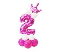 Crown Balloon Column Set, Happy Birthday Arch Garland, Aluminium Foil and Latex, 1.15m, 16 Pieces, Party Decoration (Pink, Number 3)
