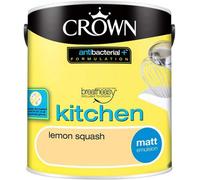Crown Breatheasy Antibacterial Kitchen Matt Emulsion Paint Lemon Squash 2.5 L