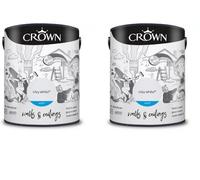 Crown Breatheasy Matt Emulsion Paint For Walls & Ceilings Clay White 5L Pack Of 2