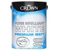 Crown Walls and Ceilings Matt Emulsion Paint, Pure Brilliant White 5L