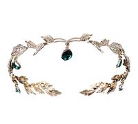 Crown Bridal Rhinestone Waterdrop Leaf Hair Accessories Romantic Head Accessories for Women for fashion(Green 2)