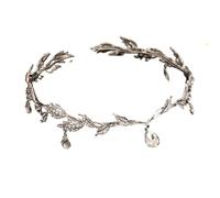 Crown Bridal Rhinestone Waterdrop Leaf Hair Accessories Romantic Head for Women Head Chain(Silver)