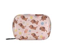 Crown Brown Dogs Colorful Balloons First aid Bag with Detachable Compartments Portable Weekly Pill Organizer for Purse