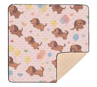 Crown Brown Dogs Colorful Balloons Large Sturdy Baby Activity Play Mat for Indoor Outdoor Portable Baby Play Tummy Time Mat for Babies Infants Toddlers, 50'' x 50''