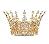 Crown Cake Topper Golden Crown for Cake with Rhinestones Multi-Purpose Alloy Topper for Birthday, Wedding & More