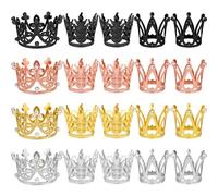 Crown Cake Topper Set 20 Pieces with 3 Styles 4 Colors Black Gold Silver Rose Gold Perfect for Decorating Cakes and Cupcakes