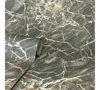 Crown Carbon Onyx Charcoal Grey Marble Stone Wallpaper M1749