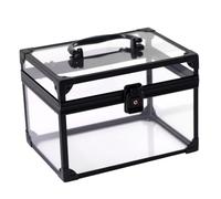 Crown Case Acrylic Clear Makeup Box Storage with Aluminum Frame & Handle, 8x6x5.5 Inch, Black