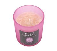 Crown Chakra BlackBerry Crystal Chip Candle | Pink Glass Holder | Clear Quartz Chips | Spiritual Fragranced Candle
