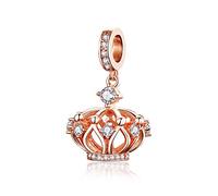 Crown Charms Sterling Silver Charms fit Pandora Charms Bracelet Necklace Jewelry Gifts for Women Mom Wife (Rose Gold Crown Pendant)