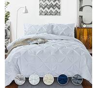 Crown Collection Luxuriate Hotel 1000-TC Hypoallergenic Ultra Soft Design 100% Egyptian Cotton 104x90 inch King Size White Solid Pinch Plated Duvet Cover with Zipper Colser & 2pcs Pillow Case Set