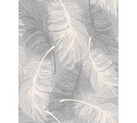 Crown Coloroll Feather Silver Glitter Grey & White Wallpaper M0923