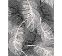 Crown Coloroll Feather Silver Glitter Mono Wallpaper M0925