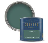 Crown CRAFTED Dark Green Blue Paint Matt Emulsion Tester - Sample 125ml | COLLAGE velvety flat matt finish for interior walls, ceilings & wood. Soft to touch, hides imperfections, low VOC