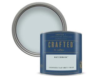 Crown CRAFTED Pale Blue Paint Matt Emulsion Tester - Sample 125ml | WATERMARK velvety flat matt finish for interior walls, ceilings & wood. Soft to touch, hides imperfections, low VOC