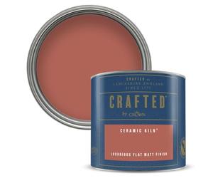 Crown CRAFTED Terracotta Red Paint Matt Emulsion Tester - Sample 125ml | CERAMIC KILN velvety flat matt finish for interior walls, ceilings & wood. Soft to touch, hides imperfections, low VOC