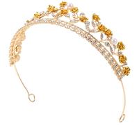 Crown Crown Baroque Tiara Crystal Queen Bridal for Bride Yellow Delicate Design Alloy Stable on Your Heads Christmas Party