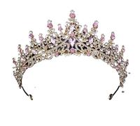 crown,Crowns,tiaras, Tiara，princess crown，Wedding Tiara Princess Silver Colors Green Crystal Wedding Crown for Queen Bridal Headdress Tiaras Hairwear Girls Prom Head Ornaments Jewelry (Color : Gold Re