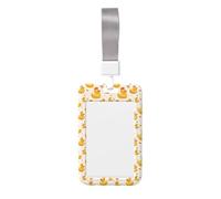 Crown Cute Duck Print Badge Holder with Lanyard, Hard Plastic Vertical Name ID Card Badge Holders