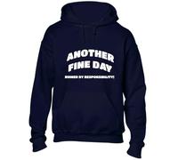 Crown Designs Another Fine Day Ruined Joke Printed Slogan Cool Humour Novelty Premium Quality Unisex Hoodies for Men, Women and Teens - Blue/XXL
